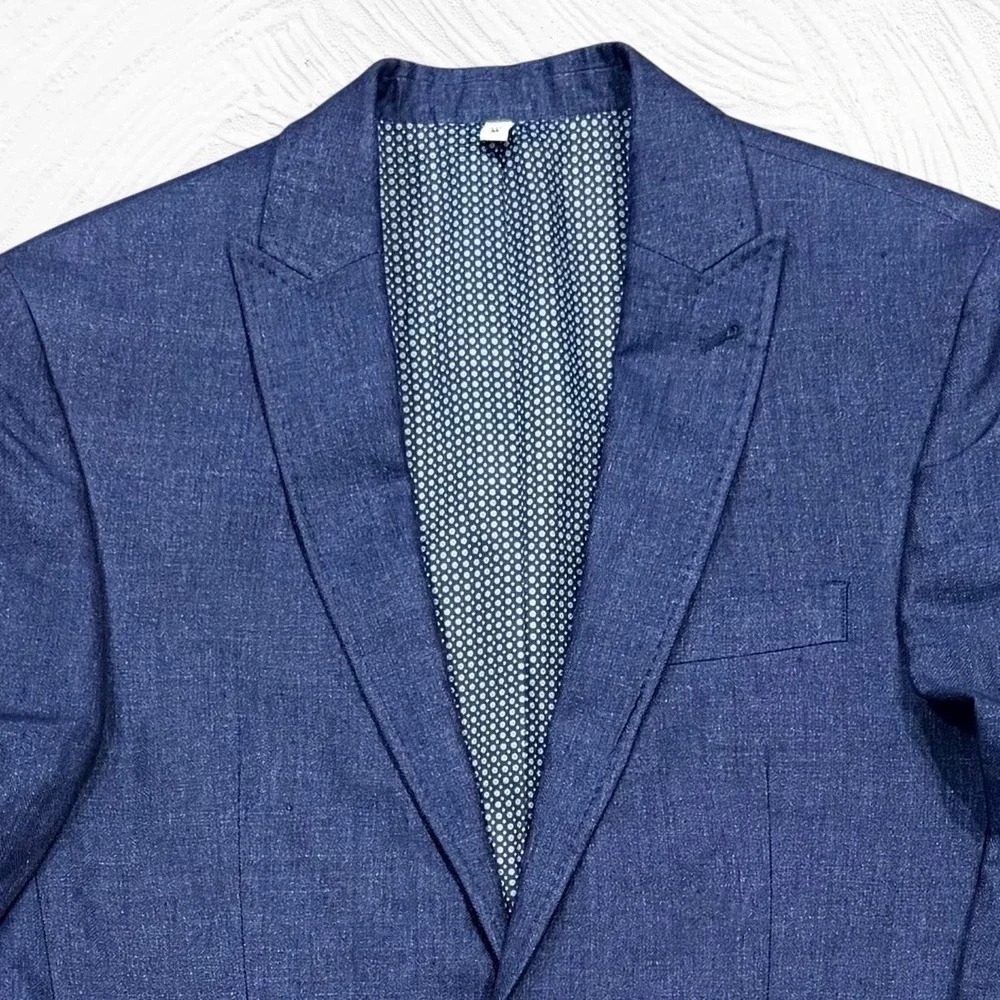Murano Baird McNutt 100% Linen Blazer Mens Medium Slim Fit Blue Sport Coat